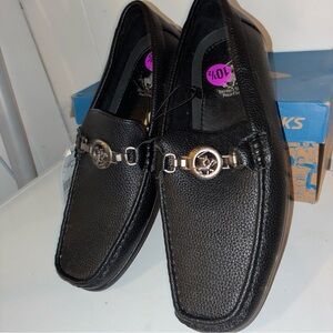 Beverly Hills Polo Club Black Textured Loafers with Silver Detail